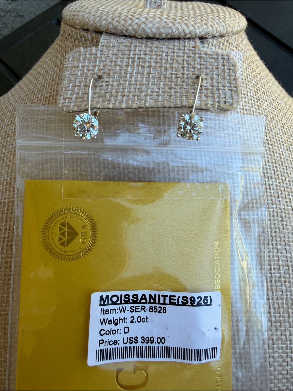 NEW Sterling Silver Moissanite Hook Earrings in White (2.0ct)